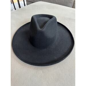 Gigi & Pip Wesley Wide Brim Hat Wms Size 59 Australian Wool Fedora Black NWT
